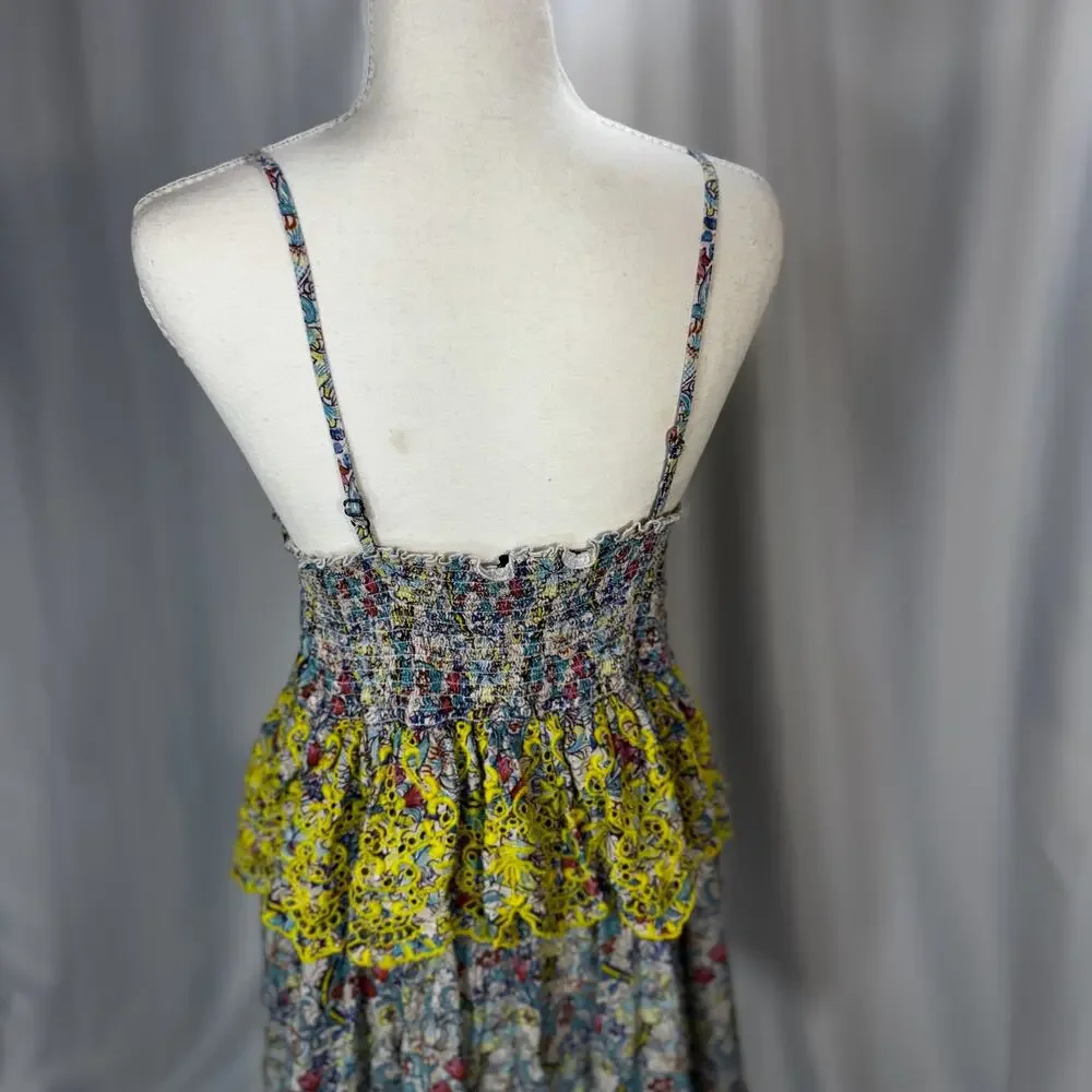 Anthropologie Barok Embroidered Floral Mini Dress Euro Summer Resort M Babydoll - Picture 14 of 16